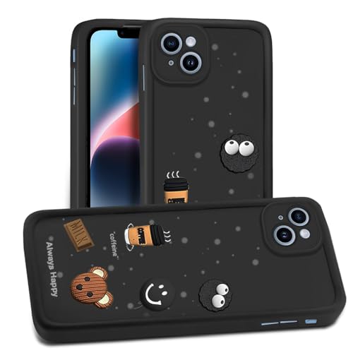Image of AESTMO Back Case Cover for iPhone 14 Back Cover | Cute Fun Cartoon 3D Ball | Coffee Silicone Case | Full Body Protection | Camera Protection Back Cover for iPhone 14 (Black)