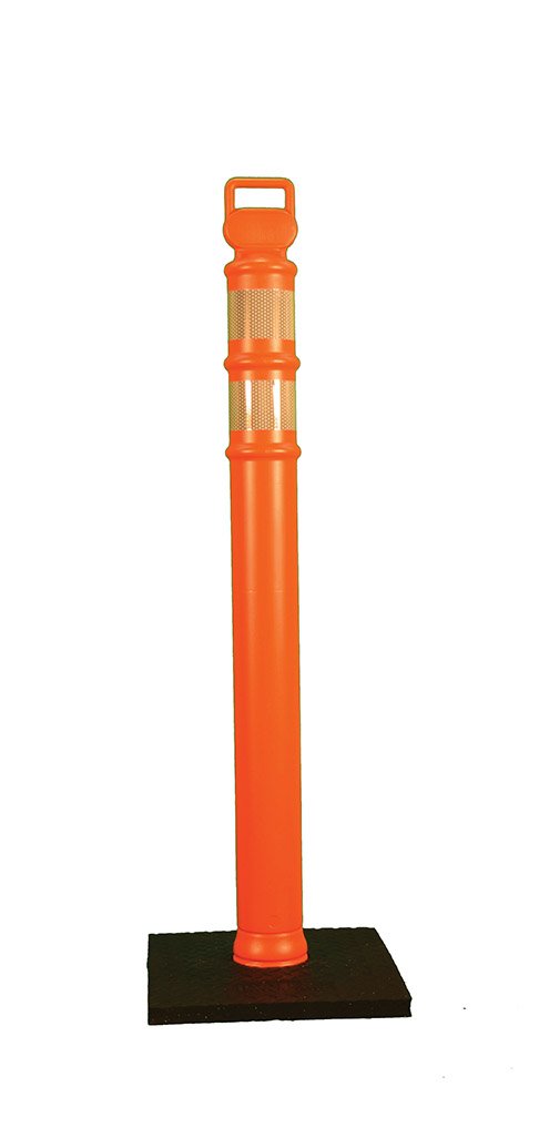 Cortina EZ Grab Delineator 45" Post, 3" Hip Collars with 10 lb Base, 03-734RBC, Orange