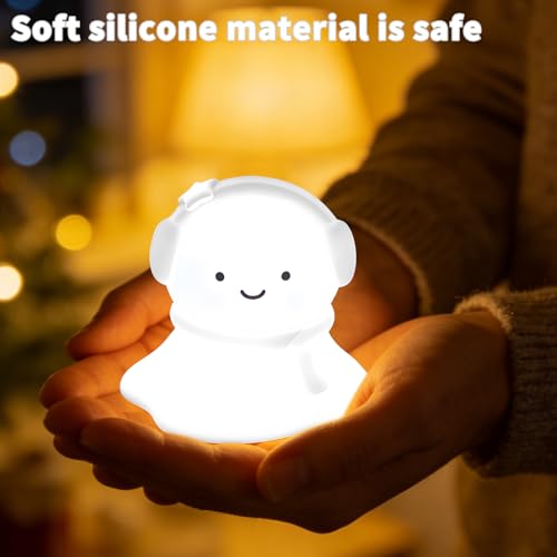 Image of Snow Baby Silicone Night Light - Rechargeable, Adjustable Brightness and Timer Function, Suitable for Children's Rooms and Bedrooms, Great Gift for Festivals