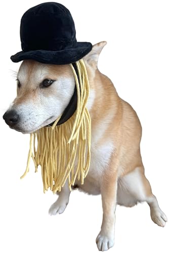 Disfraz para perros sombrero con peluca negra talla M miniatura 4