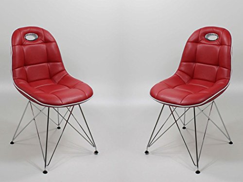 Preisvergleich Produktbild expendio Stuhlgruppe Anabel Trapezgittergestell verchromt Kunstleder rot Designerstuhl Schalenstuhl Stuhl, Set-Inhalt:2 Stück