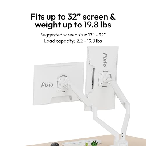 Image of Pixio Two PX248 Wave White 24 inch 200Hz FHD 1080p Resolution Fast IPS Panel 1ms GTG Response Time Gaming Monitor and PS1D Wave White Dual Monitor Arm - Fits up to 32 inches and 19.8lbs
