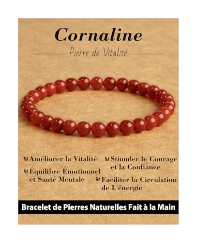 Landorilo Bracelet en Pierres Naturelles Thérapeutiques de 6 mm, Adapté aux Femme et aux Homme, Bracelets en Perles de Cristal Élastiques, Cadeau...