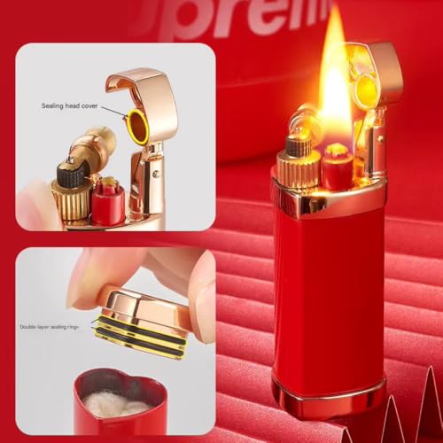Image of Smoke King Heart Lid Open Flame Lighter (Red)