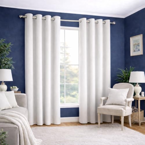 Image of Blackout Curtains for Bedroom Pack of 2 - White 9 Feet Long, 4.5 Ft Wide, Thermal Insulated Room Darkening Curtains, Light Blocking, Noise Reducing & Energy Saving Drapes (9 x 4.5 Ft)