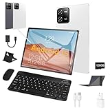 3 em 1 Tablet, com Capa/Teclado/Mouse, 10.1 Polegada, 1920×1200 Tela, 1920x1200 Tela Processador Octa-Core, 12GB RAM+512GB ROM, Câmera de 16MP + 32MP, Android 15, 8000mAh, Versão WiFi (branco)