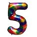 Rainbow Balloon Number Balloon Number 5 Balloon Number Ballons for Birthdays Number Balloons 40 Inch Mylar Balloons Helium Tie Dye Balloons Party Supplies Large Neon Decorations Big Colorful 5th