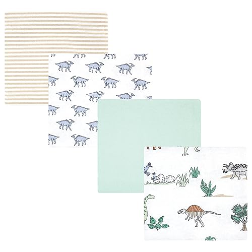 Image of Hudson Baby Unisex Baby Cotton Poly Flannel Receiving Blankets, Boy Dino World, One Size