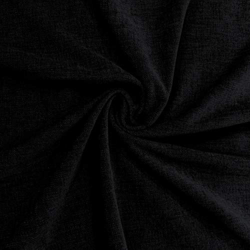Encasa XO Chenille Textured Fabric Decorative Soft Rich Cloth with Plain Colours for Sofa, Furnishing, Upholstery, Curtains, Cushions and Craft (Black, 39"x54"/100x137 cm - 1 Meter)