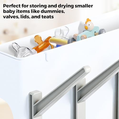Baby Bottle Drying Rack for Newborn Feeding Essentials, Nipples and Accessories, Grey, Large - Image 6