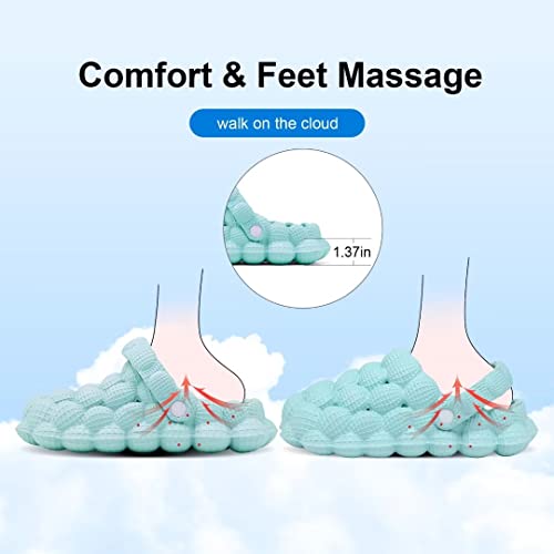 Scecocrs Kids Bubble Slides Shoes Garden Clogs, Boys Girls Cushioned Massage Golf Ball Slides Platform Comfortable Bubble Slipper Sandal Water Blue #TOP3