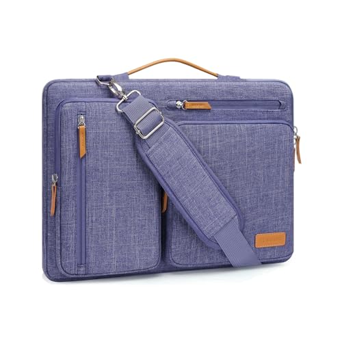 Image of MOSISO 360 Protective Laptop Shoulder Bag,15-15.6 inch Computer Bags Compatible with MacBook Pro 16 inch, HP, Dell, Lenovo, Asus Notebook,Side Open Messenger Bag with 4 Zipper Pockets, Purple Orchid