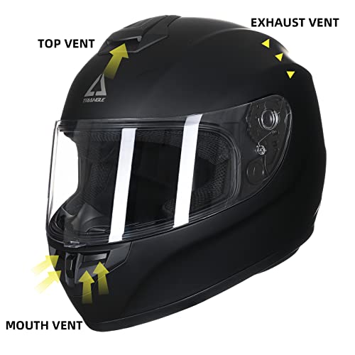 Triangle Full Face Motorcycle Street Bike Helmet Lightweight Dot Approved (Medium, Black)… #TOP3