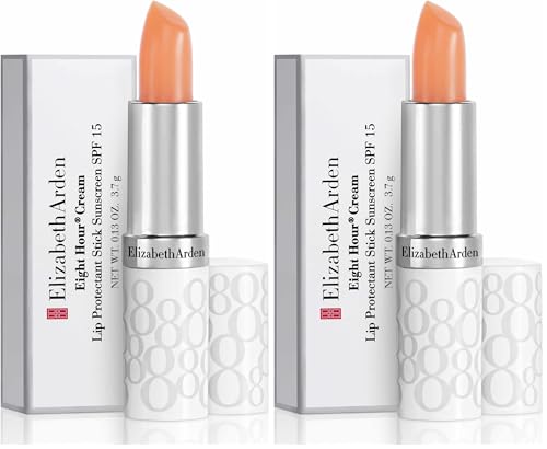 Elizabeth Arden Eight Hour Cream Lip Protectant Lip Balm Stick SPF15, 3.7g, for Nourished, Hydrated, Smooth Lips, Travel-Friendly, Unisex (Pack of 2) option