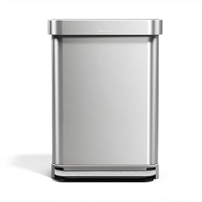simplehuman 58 Liter / 15.3 Gallon Rectangular Dual Compartment Recycling Step, Brushed Stainless Steel with Soft-Close Plastic Lid Kitchen Trash Can