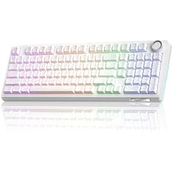 SOLAKAKA KI99 Pro 96% Wireless Mechanical Keyboard, RGB Gaming Keyboard, Hot-Swappable Pre-Lubed Switches, Gasket Structure Creamy Keyboards (Contour-Style White, Non-Silent Version)