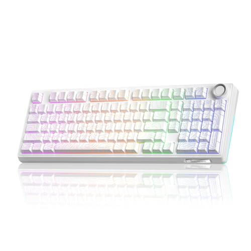 SOLAKAKA KI99 Pro 96% Wireless Mechanical Keyboard, RGB Gaming Keyboard, Hot-Swappable Pre-Lubed Switches, Gasket Structure Creamy Keyboards (Contour-Style White, Non-Silent Version)
