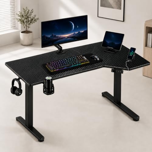 Image of Artidesk Pisthol Electric Height Adjustable Standing Desk L-Shaped Sit Stand Office Gaming Table for Home 140x85cm | USB-C | LED Display | 3 Memory Presets | Timer | Anti-Collision | 80kg Capacity