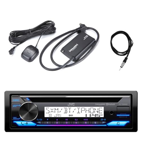 JVC Single DIN Marine Motorsports Bluetooth USB AUX AM/FM Stereo CD Player Receiver with Satellite Radio Vehicle Tuner Kit and 22