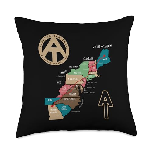 Appalachian Trail Hiking Map Throw Pillow