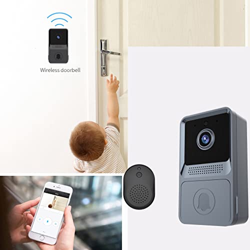 SUDNJIALQ Campainha inteligente sem fio campainha inteligente de vigilância de visão para casa, Cinz