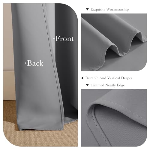 PONY DANCE Blackout Curtains 84 inch Length 2 Panels Set - Window Curtains for Living Room Back Tab Drapes Thermal Insulated Room Darkening, 52 x 84 inches, Silver Grey, 2 Panels