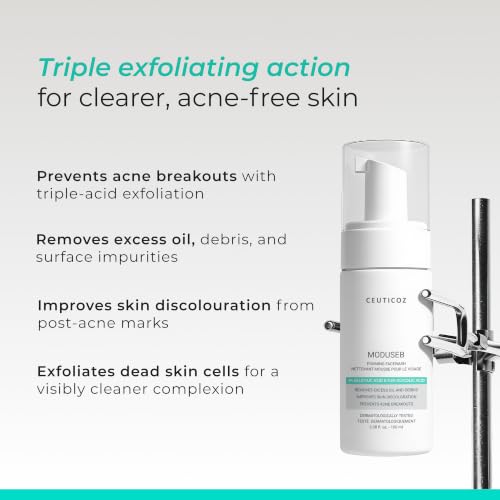 Image of Ceuticoz Moduseb Foaming Facewash | Gentle Daily Exfoliation | 100ml