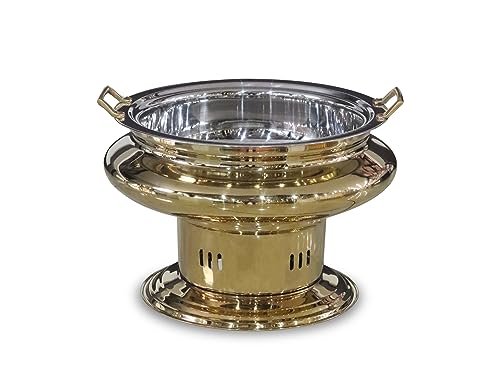 Image of Malabar Trading Company Stainless Steel Round Chafing Dish with Lid, PVD Coated Golden Chafing Dish (6 LTR)