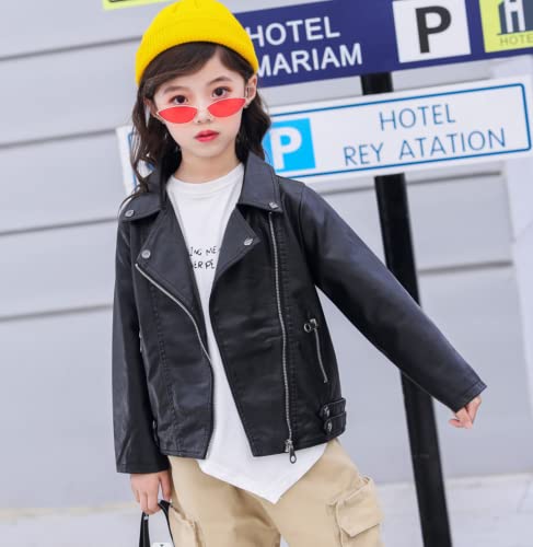 Image of Kids Faux Leather Moto Jacket Rivets Biker Coat for Boys Girls 4-14 Years