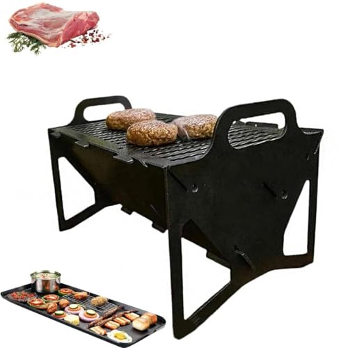 Slot Grill-Collapsible BBQ Grill for Easy Storage Steel, Collapsible Slot Grill Portable BBQ