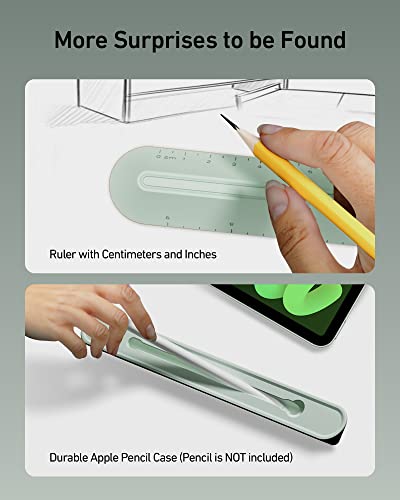 Ergounion 3 In 1 Silicone Laptop Stand For Desk - Keyboard Riser For Ergonomic Typing/Reading, 9"/24Cm Measurable Computer Keyboard Stand For Desk, Portable Pencil Case Holder - Macaron Green #TOP5