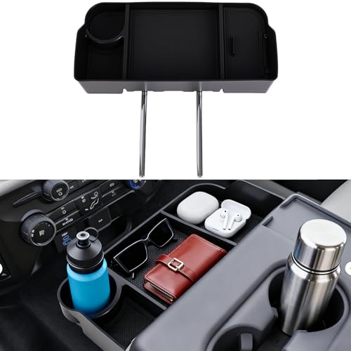 Upgraded Front Center Console Organizer for 2011-2026 Ford F150 F250 F350 F450 F550 F650, Jump Seat Headrest Replacement Tray (Jump Seat Only)