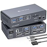 CMSTEDCD KVM Docking Station 4K120Hz Displayport USB C KVM Switch 2 PC 2 Monitore Displayport 14-in-1 Dual Monitor KVM-Switches für Laptop & Desktop Unterstützt PD-Laden Max 100 W mit DC 20V Netzteil