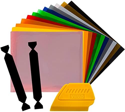 Siser Heat-Transfer Vinyl Bundle Including Detailer Squeegee and 2X Black Felt Decals (12" x 7.5" 12 Color Pack)