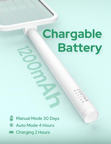 Image of CostarMatter 2025 New Foldable Mosquito Killer Racket with UV Light,India High-end Manufacturing,1200mah Mosquito Bat with Base Stand, Extendable Electric Fly Swatter Up to 78CM,12 Months Warranty