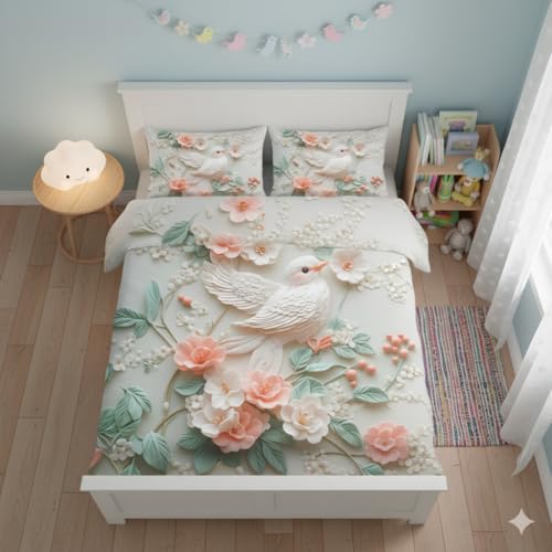 Image of Premium 7D Printed King Size Bedsheet Set with Pillow Covers Soft Cotton Blend Double Bedsheet for Home (Pillow Covers :18x28 inches Bedsheet :90x100 Light Green)