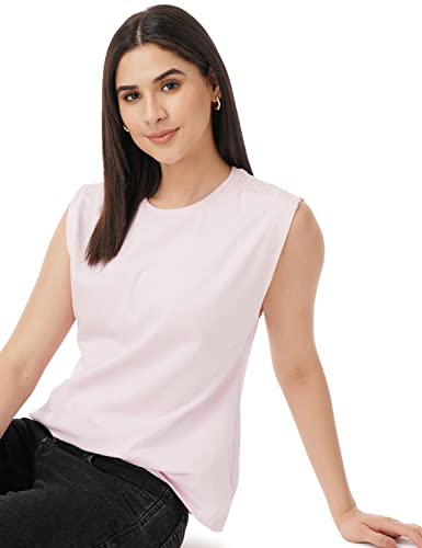 Image of FYLTR Women's Sleeveless Stretch Cotton Top with Smocked Shoulder