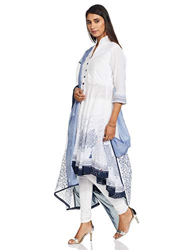 Image of BIBA Women Cotton Asymmetric Solid Suit Set