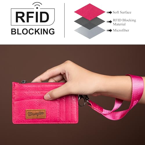 Image of Montana West X Wrangler Credit Card Holder for Women Card & ID Cases Womens Slim Wallet for Cash and Cards Keychain Wallet with Wristlet Strap