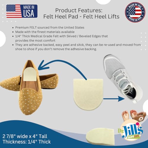 Image of Dr. Jill's Foot Pads, Latex Free, YJ64-6063, Heel Pad Skived 1 /4 inch Felt (8 Pack)