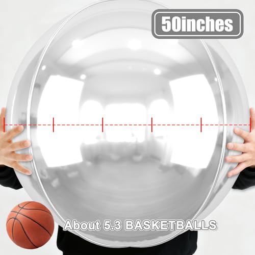 Image of 50 Inch Metallic Silver Round Foil Balloons 3pcs Large Mylar Balloons
