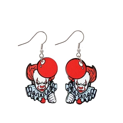 Clown Earrings for Women, Teens, Girls, Halloween and More. Terrifyingly Realistic Clown Costume Accessories: Complete Your Evil Clown Transformation with Creepy Clown Mask, Red Balloon, and Creepy Crown Accessories - Perfect Additions for Halloween, Cosplay, and Horror-themed Events