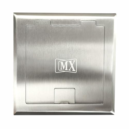 Image of MX 6-Module Floor Pop-Up Box - Stainless Steel Flush Mounting, 45 Series Modules, 90 Top Cover, Concrete Floor Installation, Silver