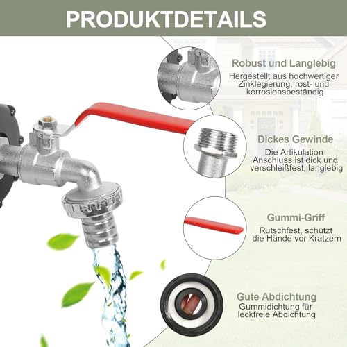 IBC Tank Auslaufhahn, IBC Tank Zubehör IBC Container Zubehör IBC Auslaufhahn mit 3/4 Zoll Anschluss für IBC Adapter S60x6 Wassertank, 1000L Wassertank Zubehör Auslaufhahn für IBC Container