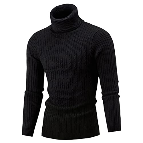 Pull col roulé automne hiver hommes chaud tricot ajusté gris clair XL
