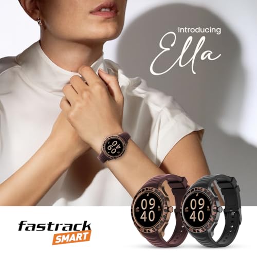 Image of Fastrack Ella Smart Watch for Women with 1.2 inch inch AMOLED Display,Patterned Bezel,AI Watchface & AI Chat,Functional Crown,24 /7 Health Suite,BT Calling,SpO2,HRM,IP68, Multiple Menu Styles- Dark Wine