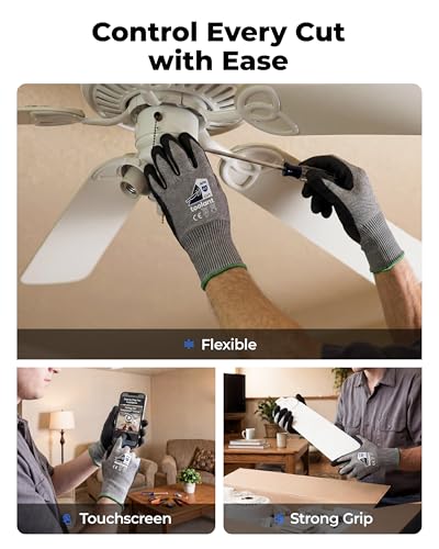 Image of toolant ComfyCut A3 Cut Resistant Work Gloves, ANSI & EN388 Certified Protection with Superior Comfort, Fiberglass-Free, Touchscreen & Flexible Grip, for Fishing, Gardening, DIY, Assembly, XX-Large