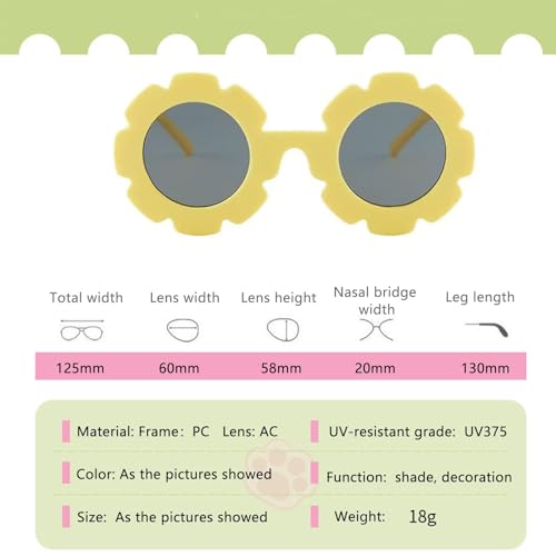 8 Pieces Round Flower Sunglasses Girls Boys Flower Glasses Cute Outdoor Beach3