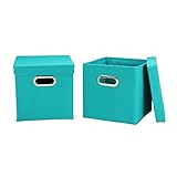 Household Essentials Cube Set with Lids, Aqua, 2-Pack