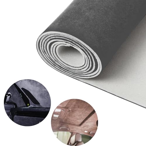 ACESOME Materiał na podsufitkę, grubość 4 mm, materiał Alcantara, tapicerka wewnętrzna, naprawa materiału samochodowego, zamsz, akcesoria do wnętrza samochodu osobowego, izolacja akustyczna, izolacja